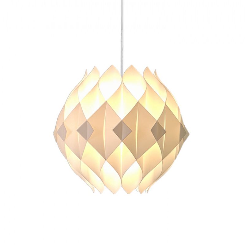 Modernism Ball Pendant Lighting Acrylic Panel 1-Light Bedside Suspension Lamp in White