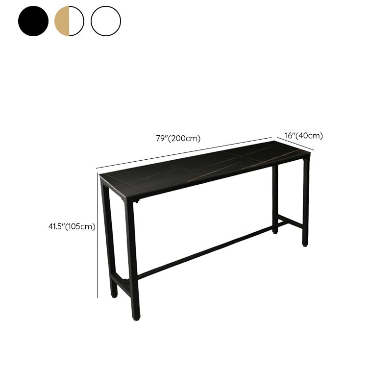 Modern Stone Top Bistro Bar Table Rectangle Metal Base Bar Table