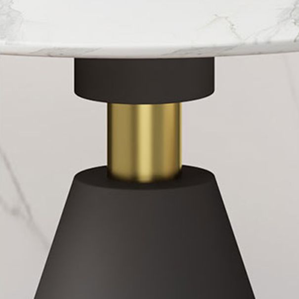Glam Round Dinette Set 1/2/4/5 Pieces Black Dining Table Set with White Sintered Stone Top