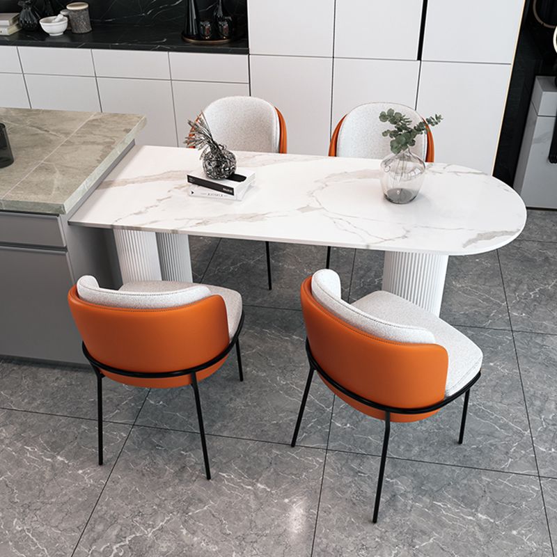 Mesa de comedor blanca de forma gratuita Mesa de piedra sinterizada estilo de lujo con 3 patas