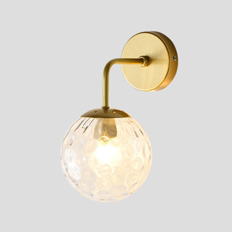 Modern Metal Wall Sconce Ball Shape Wall Light with Glass Shade for Living Room