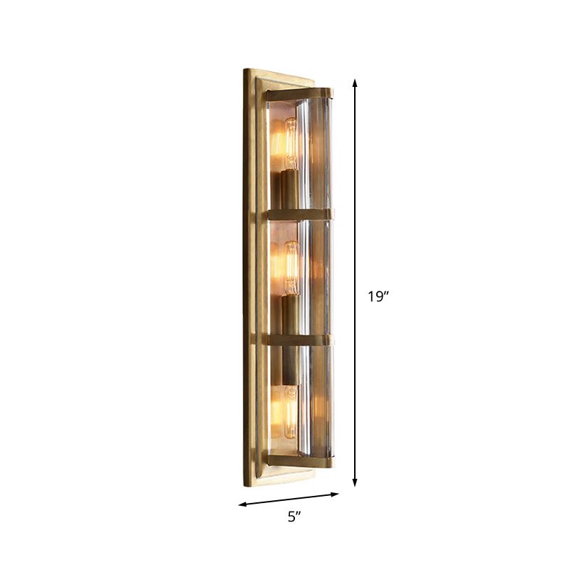 Tube Sconce Light Traditionary Metal 2/3/4 Heads Black/Gold Wall Lamp Fixture for Living Room