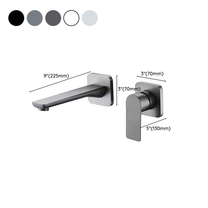 Wall Mounted Bathroom Faucet Waterfall Spout with Lever Handle