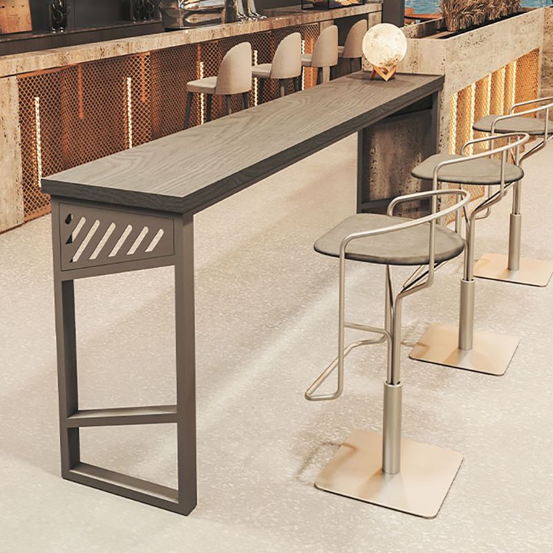Industrial Rectangle Bistro Bar Desk Solid Wood Bistro Table with Double Pedestal