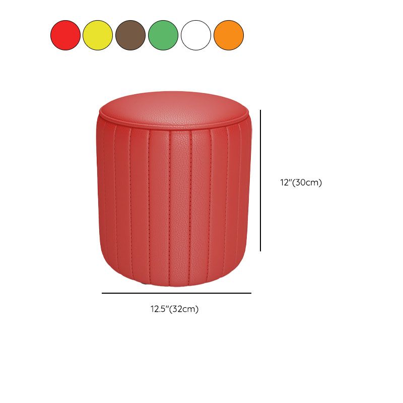 Solid Color Leather Standard Stool Modern Style Simple Round Cushion Stool