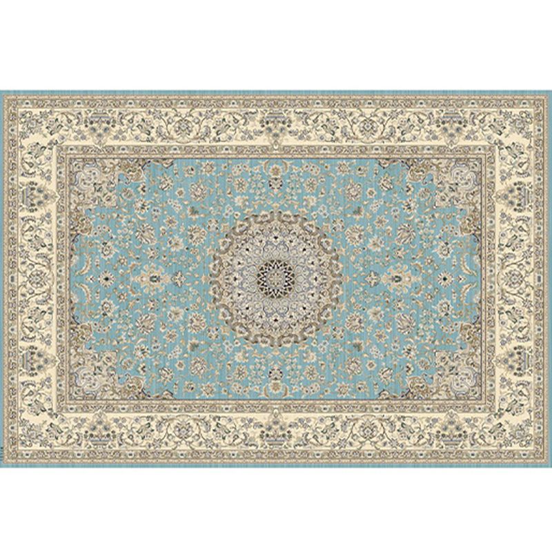 Moroccan Medallion Pattern Area Rug Polyester Indoor Carpet Pet Friendly Rug for Living Room