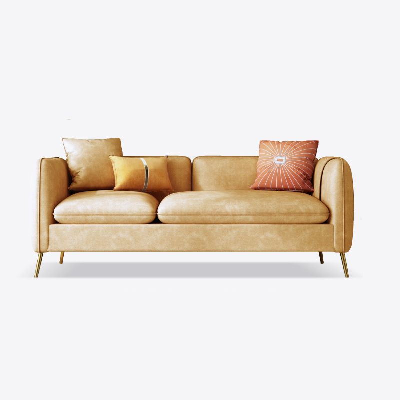 Mid-Century Modern Tuxedo Arm Sofa Faux Leather 29.92" High Seating