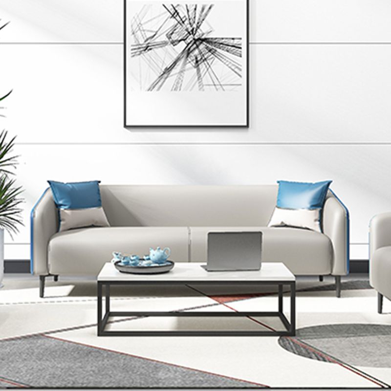 28.34" H Genuine Leather Tuxedo Arm Sofa Contemporary Standard Sofa