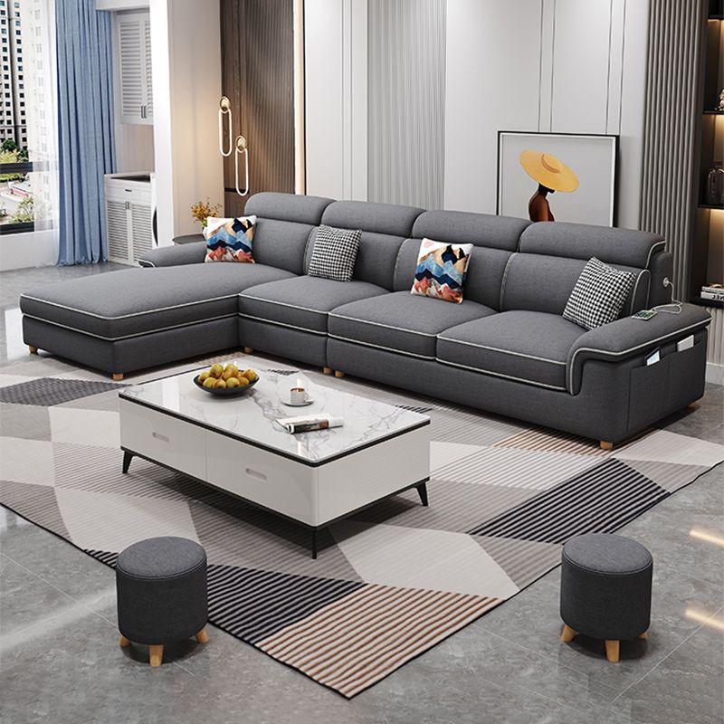 130.7" Pillow Top Arm Sectionals, Scandinavian Natural Leg Sectional Set