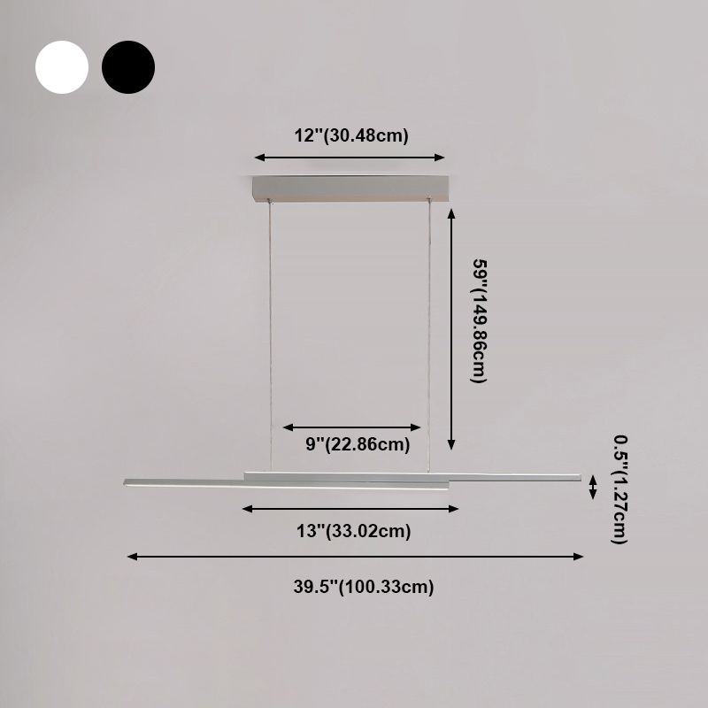 2 Light Linear Island Lighting Contemporary Metal Island Light Fixture