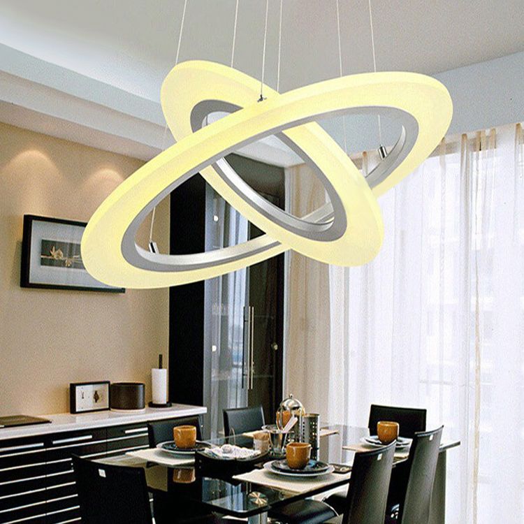 Luz de suspensión LED de estilo colgante de colgante circular de plata