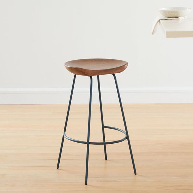Contemporary Solid Wood Counter Stool Saddle Seat Living Room Bar Stool
