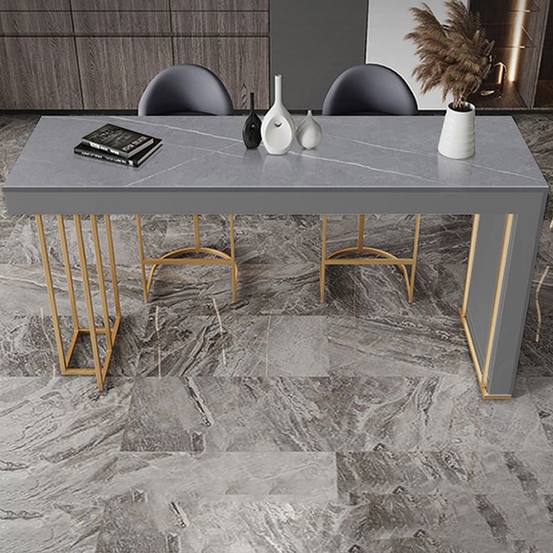 Glam Rectangle Stone Counter Table 1/3 Pieces Bar Table Set for Kitchen