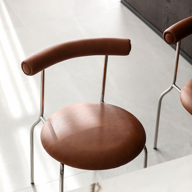 Kitchen Open Back Dining Chair Home Metal Armless Side Chair