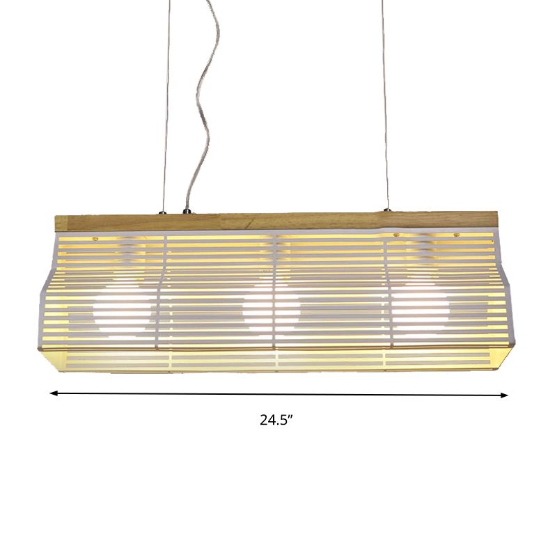 Iluminación lineal de isla lineal en blanco/negro estilo moderno de metal de 3 luces e isla de madera luz colgante para comedor