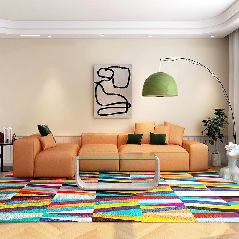 Modern Carpet Tiles Geometric Print Square Stain Resistant Carpet Tiles