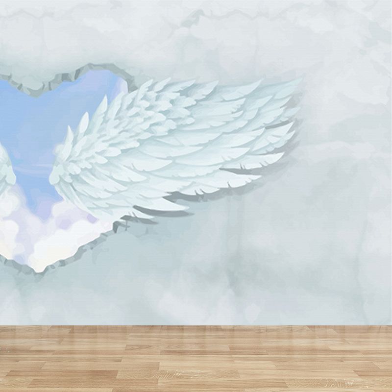 Spreading Wing Mural Decal Soft Color Contemporary Wall Covering for Living Room