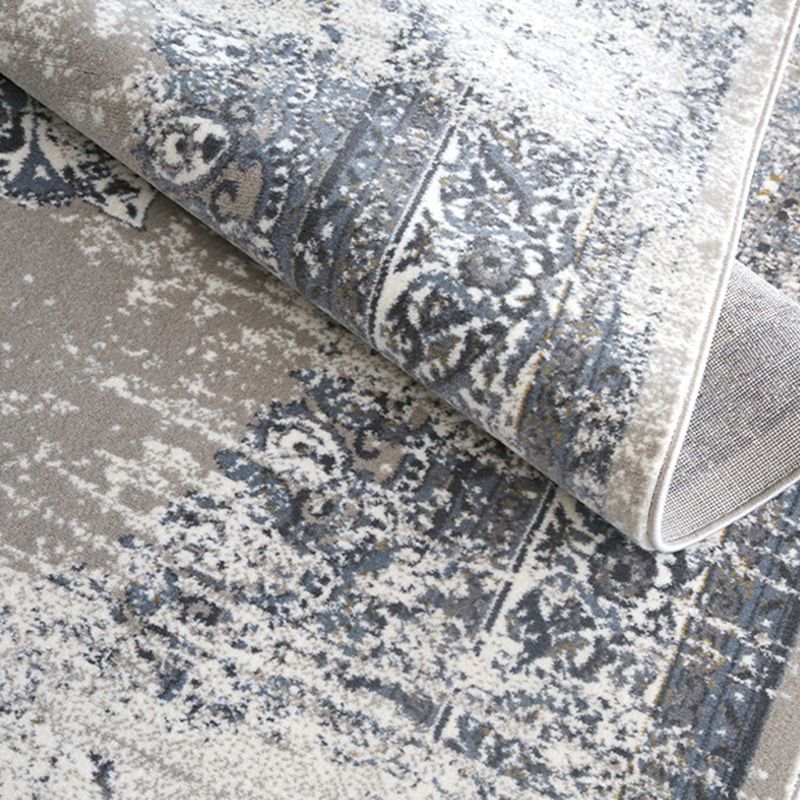 Grey American Pattern Rug Bohemian Polyester Area Rug Stain Resistant Area Carpet for Home Decor