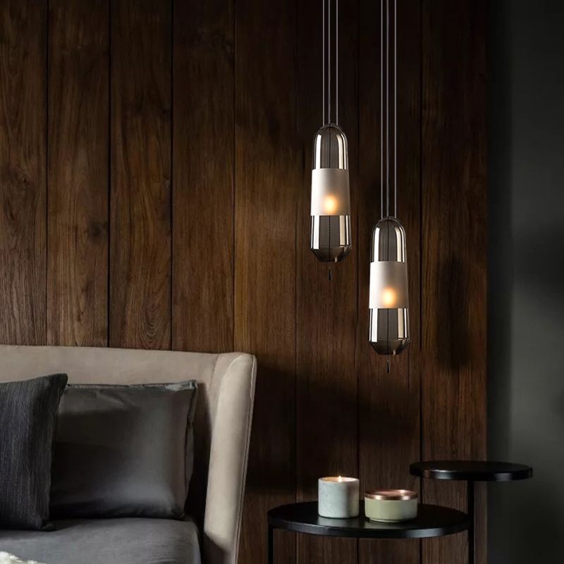 Glass Geometrical Hanging Lamp Modern Style 1 Head Pendant Lighting for Bedroom