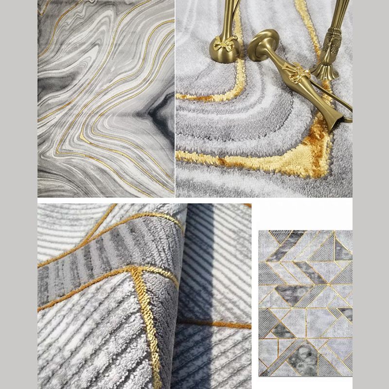 Blue Modern Rug Polyester Abstract Carpet Non-Slip Backing Area Carpet for Home Decoration