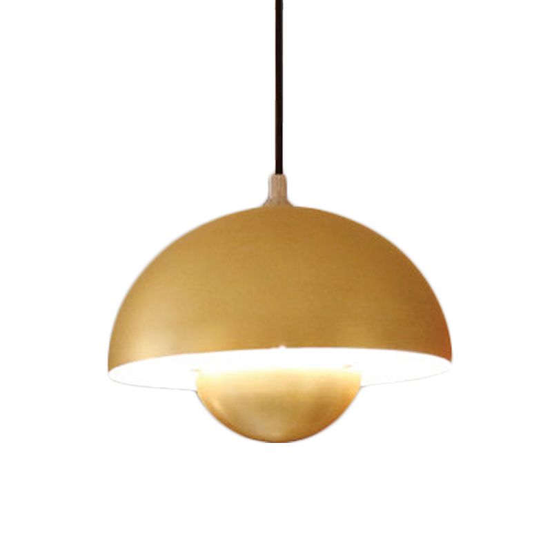 Silver/Red/Yellow Metal Pendant Lighting with Dome Shade Nordic Hanging Ceiling Light for Dining Room