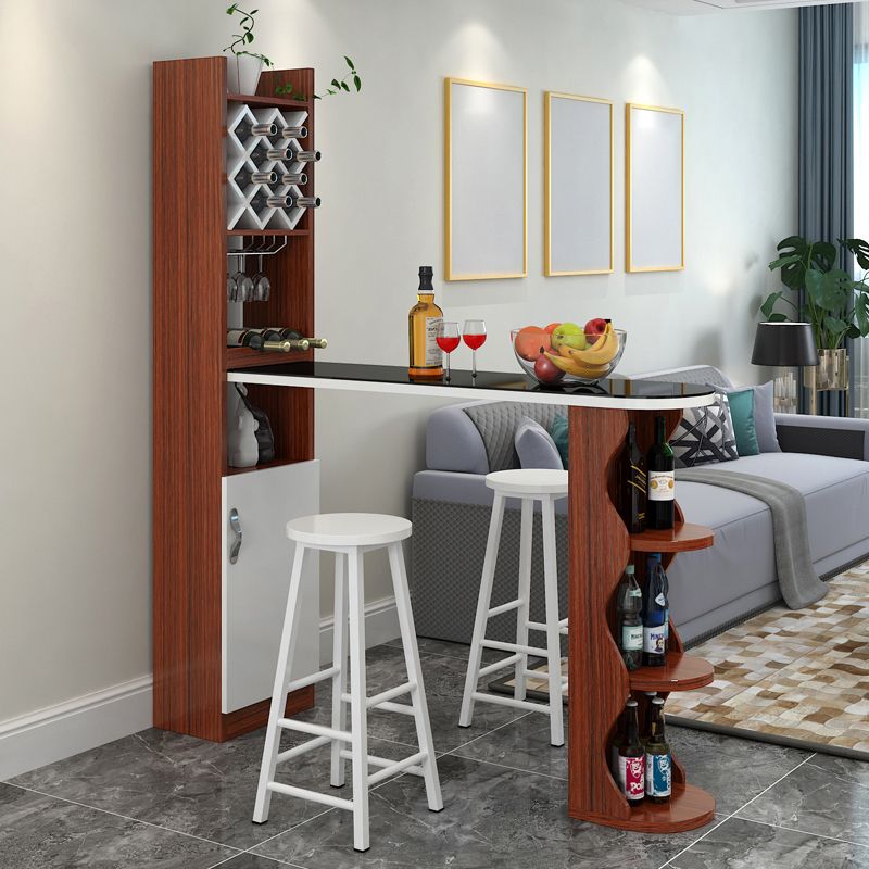 3 Pieces Bar Stool and Table Set, Contemporary and Oval for Living Room