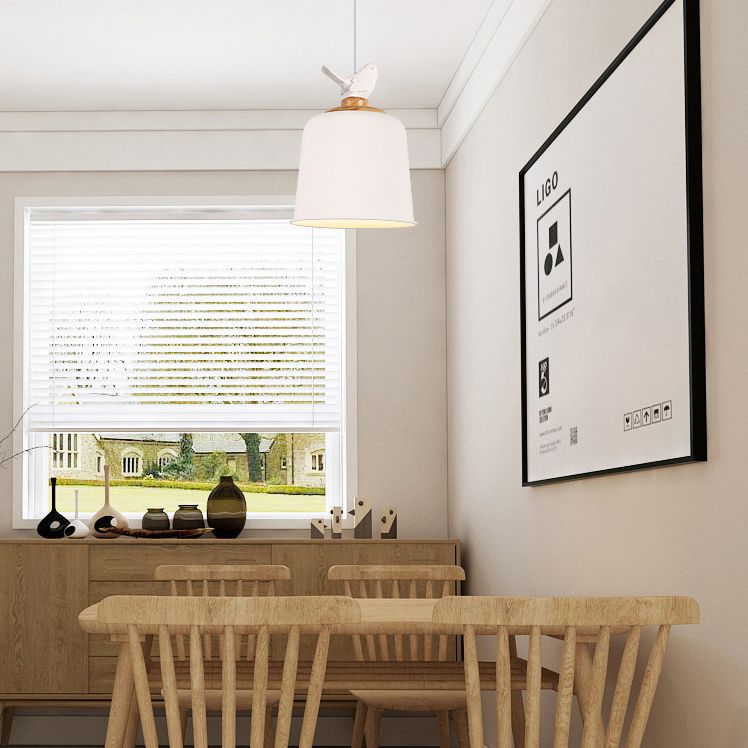 Luz colgante de sombra del imperio contemporáneo con aluminio de pájaros 1 lámpara colgante de bombilla para porche