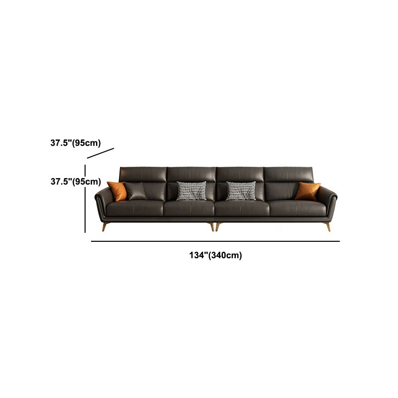 Contemporary Black Sewn Pillow Back Sloped Arm for Living Room Sofa