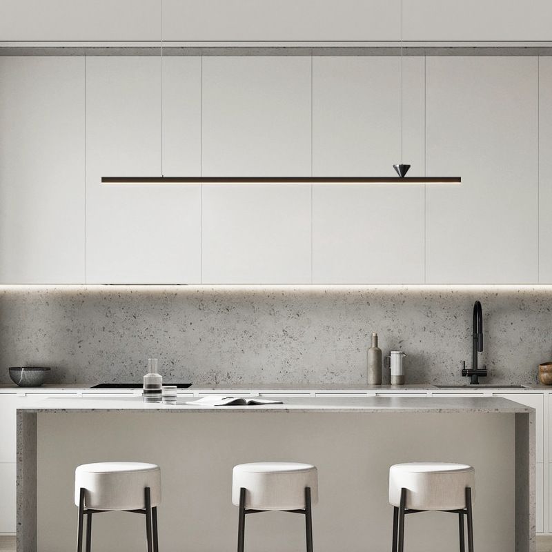 Linear Shape Island Pendant Contemporary Style Metal Single Light Hanging Island Light