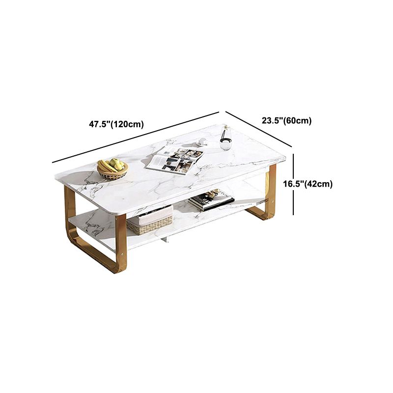 Modern Style Wooden Table with Rectangular Storage Rack Coffee Table