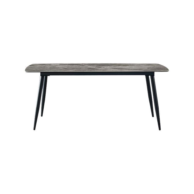 Metal Industrial Rectangle Dining Table Grey Sintered Stone Table with 4 Legs