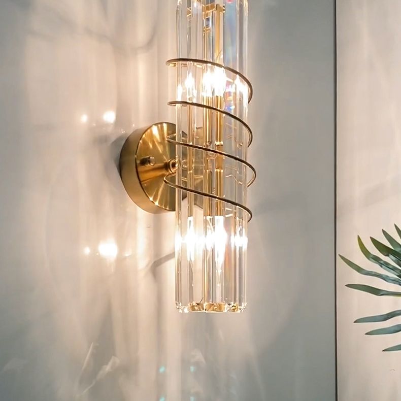 Postmodern Style Crystal Wall Sconce Light Living Room Hallway Wall Lamp in Gold