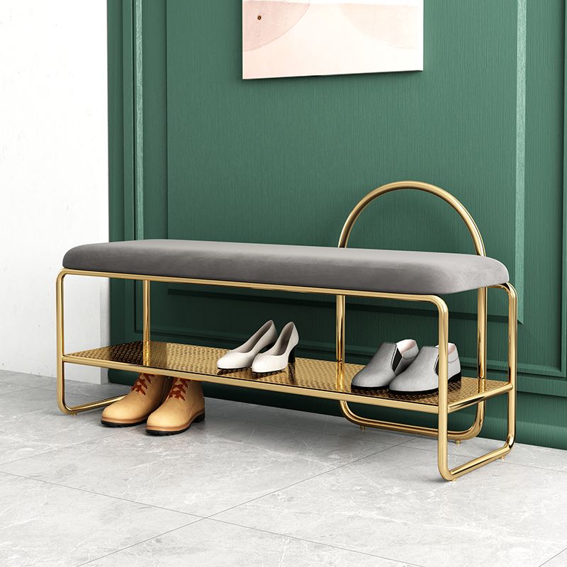 Modern Entryway Bench Cushioned Metal Seating Bench , 12.5" Width