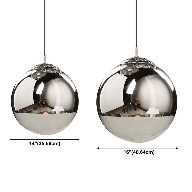 Moderner Glasglasanhänger Light Globe Platting Spiegelte hängende Licht in Silber für Nachtbalken