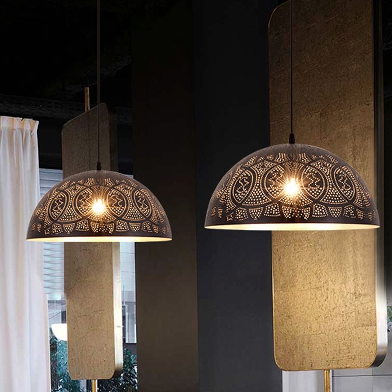 1 hoofd halfrond hanglampverlichting art deco metalen plafond suspensielamp in brons
