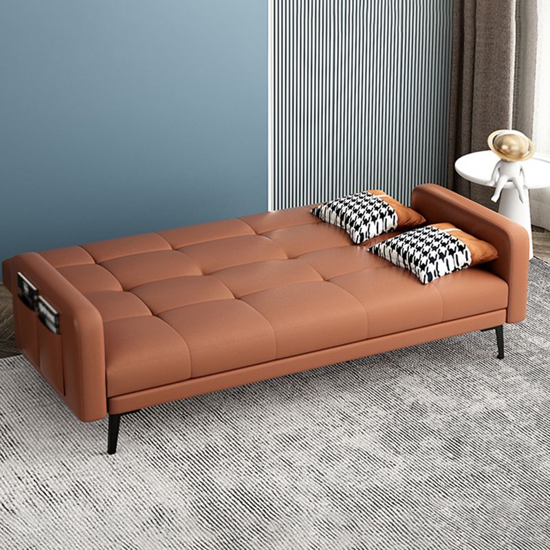 Faux Leather Convertible  Sofa Square Arm 39 "W  Sofa with Storage