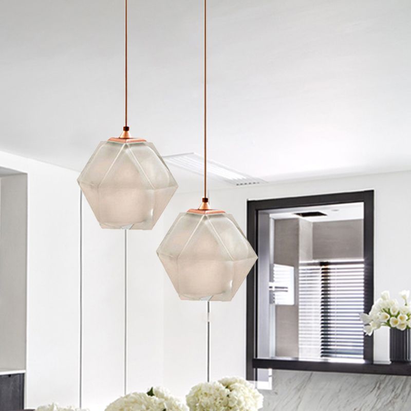 Diamond Suspension Anhängerlampe moderne strukturierte Weiße/Bernstein/Rauchglas Esszimmer LED Hängende Leuchte