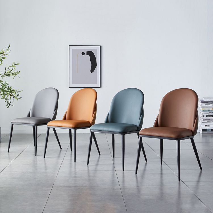 Silla de comedor de estilo moderno, sillas Parsons laterales de metal sin brazos para cocina