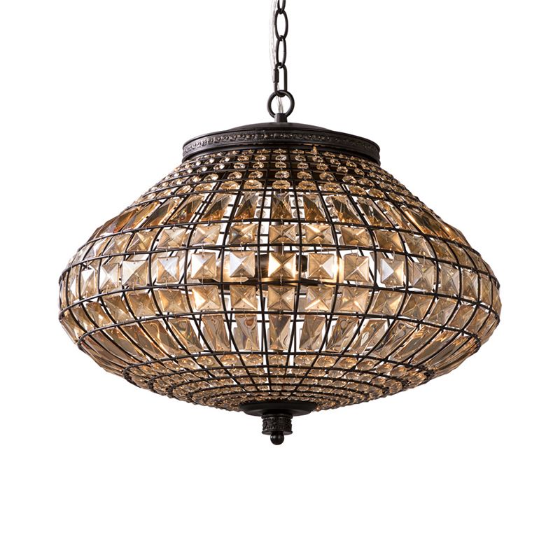 Suspension en cristal PENDANT LAMPE VINTAGE 3 LUMILES LUMIÈRE PROSIBLE AVEC DE L'OBEI AU BRONZE POUR LA CHAMBRE