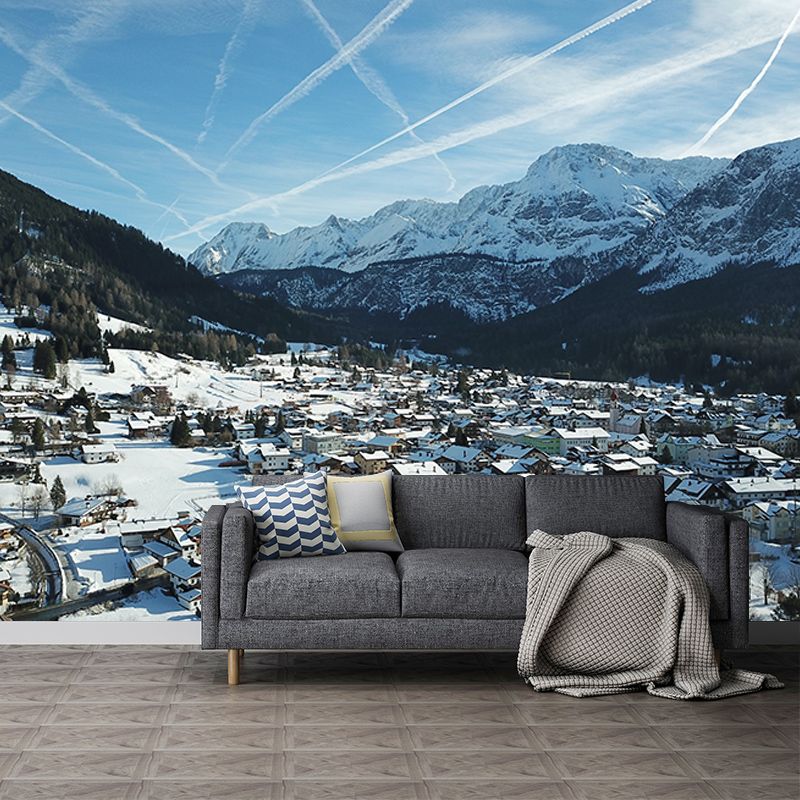 Town Scenery Photography Mildew Resistant Wallpaper Environmental Sleeping Room Wall Mural