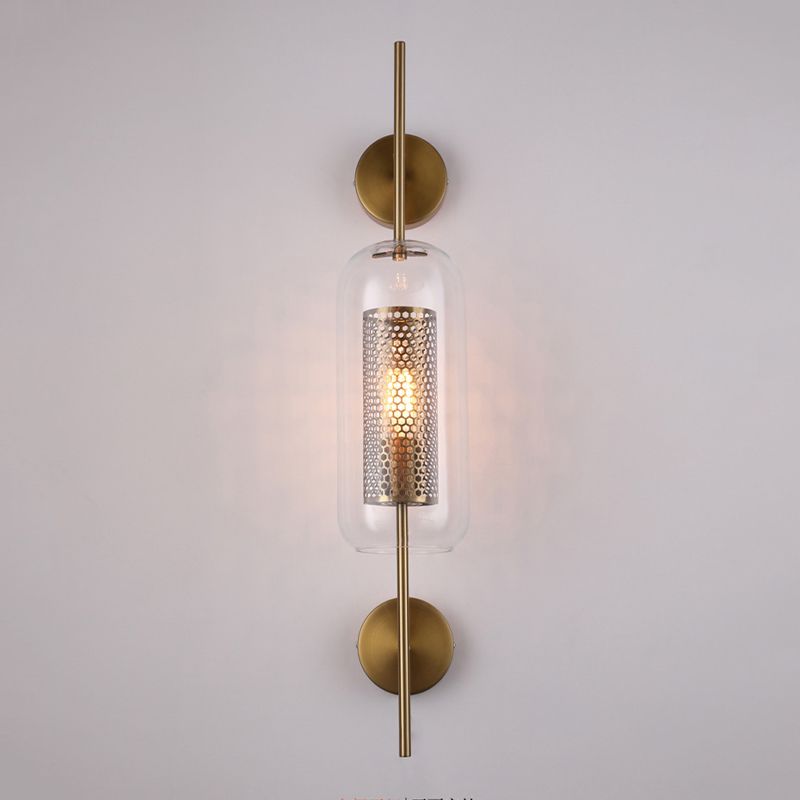 Industrial Style Armed Shape Wall Lamp Glass 1 Light Wall Sconce for Living Room