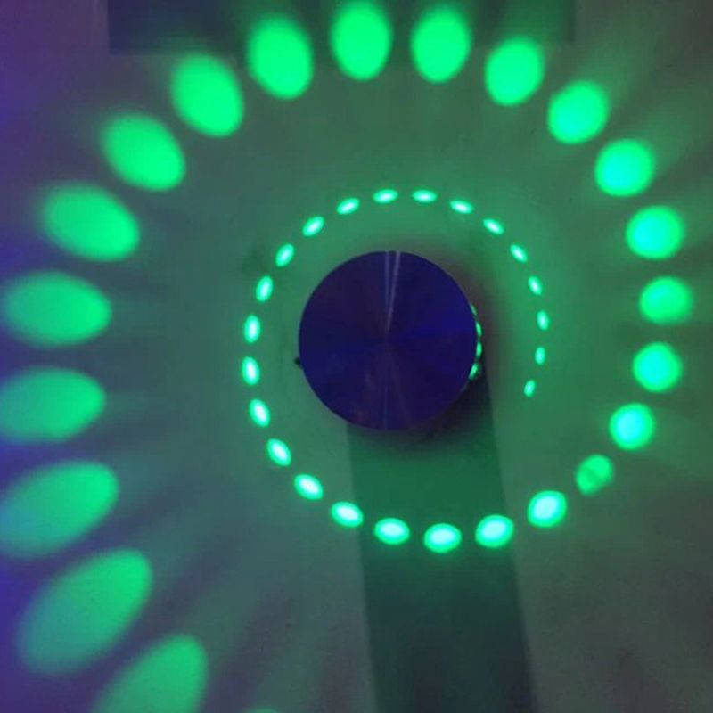 Modern 3D Whirling Wall Light Kit Metal Wine Pub RGB Color Changing LED Sconce Lamp in Chrome