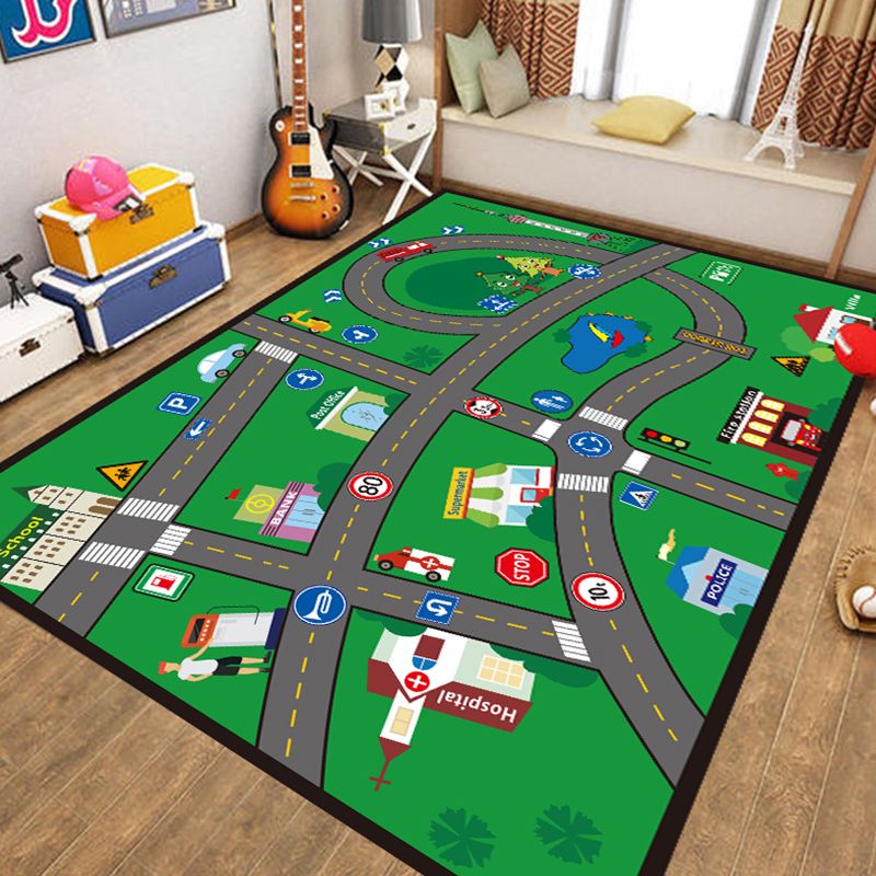 Multicolor Games Print Rug Polyester Carpet Funky Anti-Slip Backing Indoor Rug for Home Decoration
