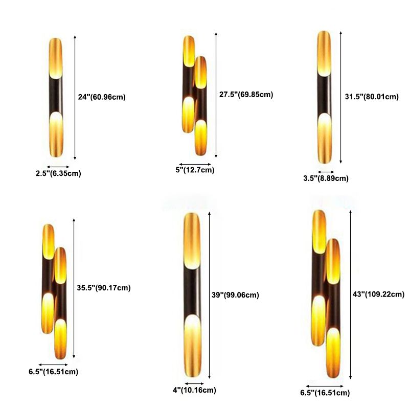 Black and Gold Wall Light in Modern Luxury Style Aluminium Cylindroid Wall Lamp for Interior Spaces