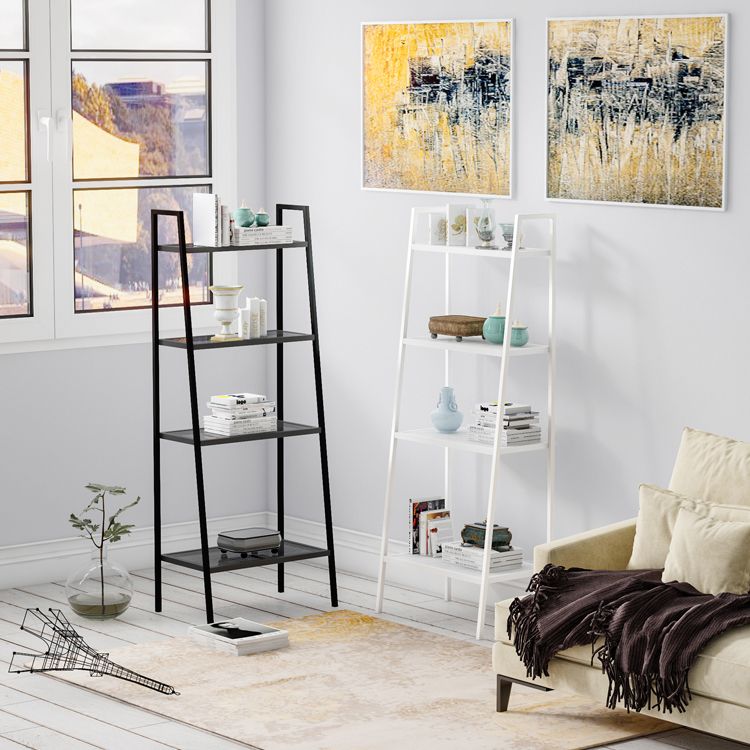 Scandinavian Open Ladder Bookshelf Metal Bookcase for Living Room