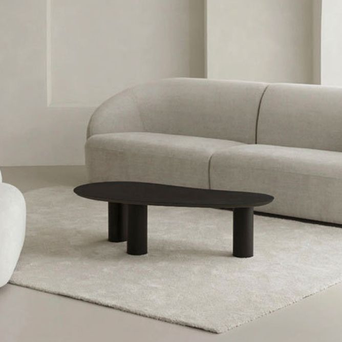 Solid Wood 3 Legs Coffee Table 13" H Cloud-Shaped Cocktail Table