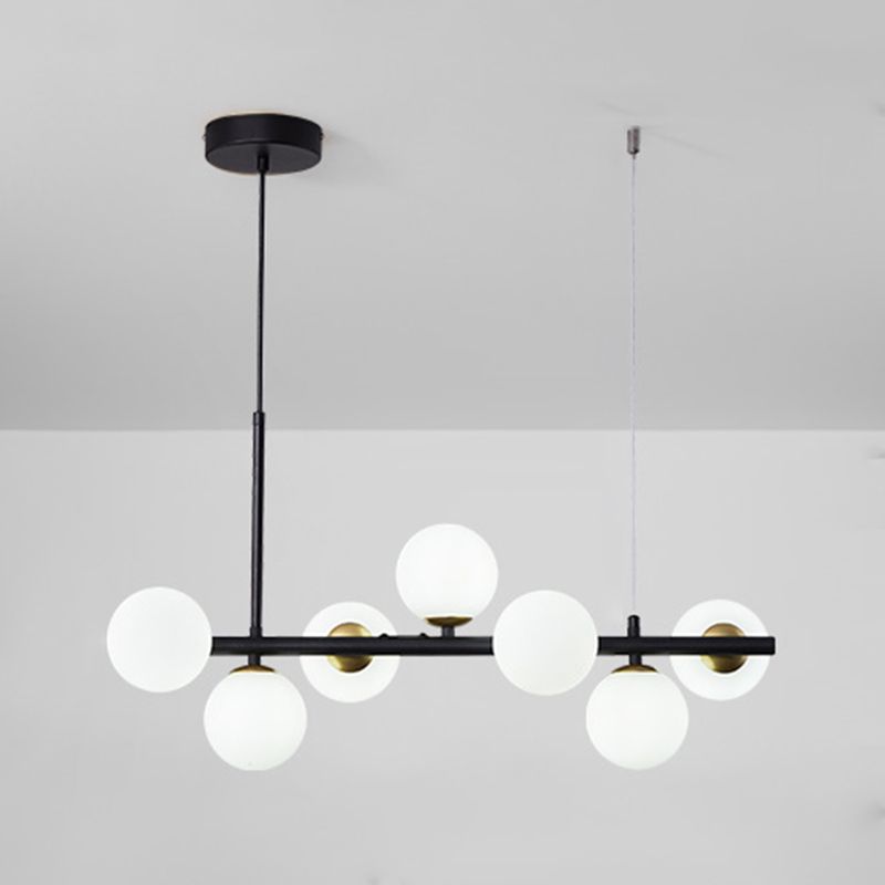 Moderne Insel Leichtes Multi-Head-Restaurant Hängende Lampe mit Globe Glass Shade