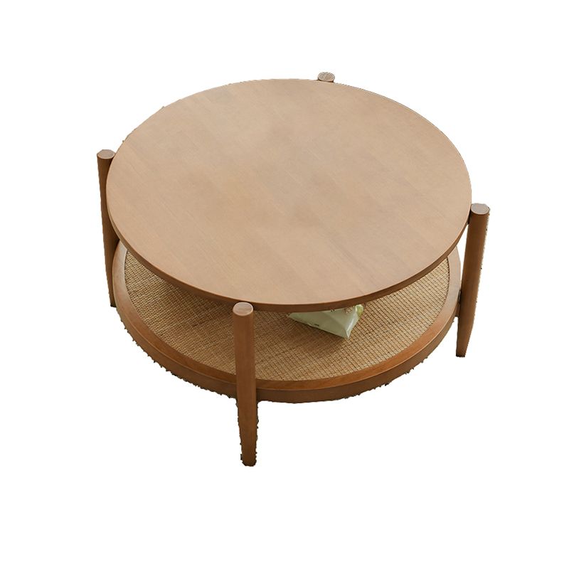 Scandinavian 4 Legs Coffee Table Round Wooden Coffee Table for Bedroom