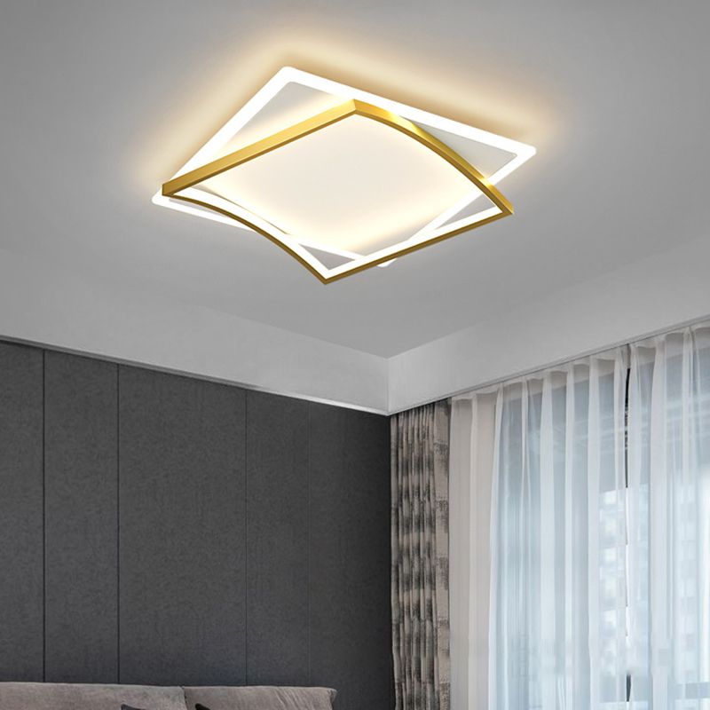 Modern Minimalist Double Geometric Flush Mount Light Metal LED Bedroom Flush Ceiling Light