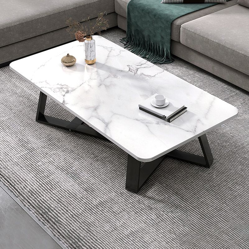 Cross Table Base Design Rectangular Faux Wood Table Ornate Style Coffee Table